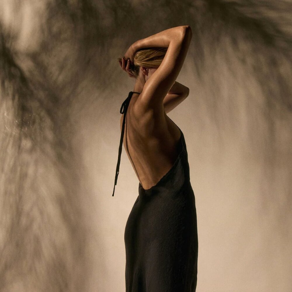 James Perse Linen Halter Dress - Black - 0